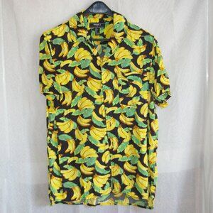 Forever 21 Black Button Shirt with Banana Pattern